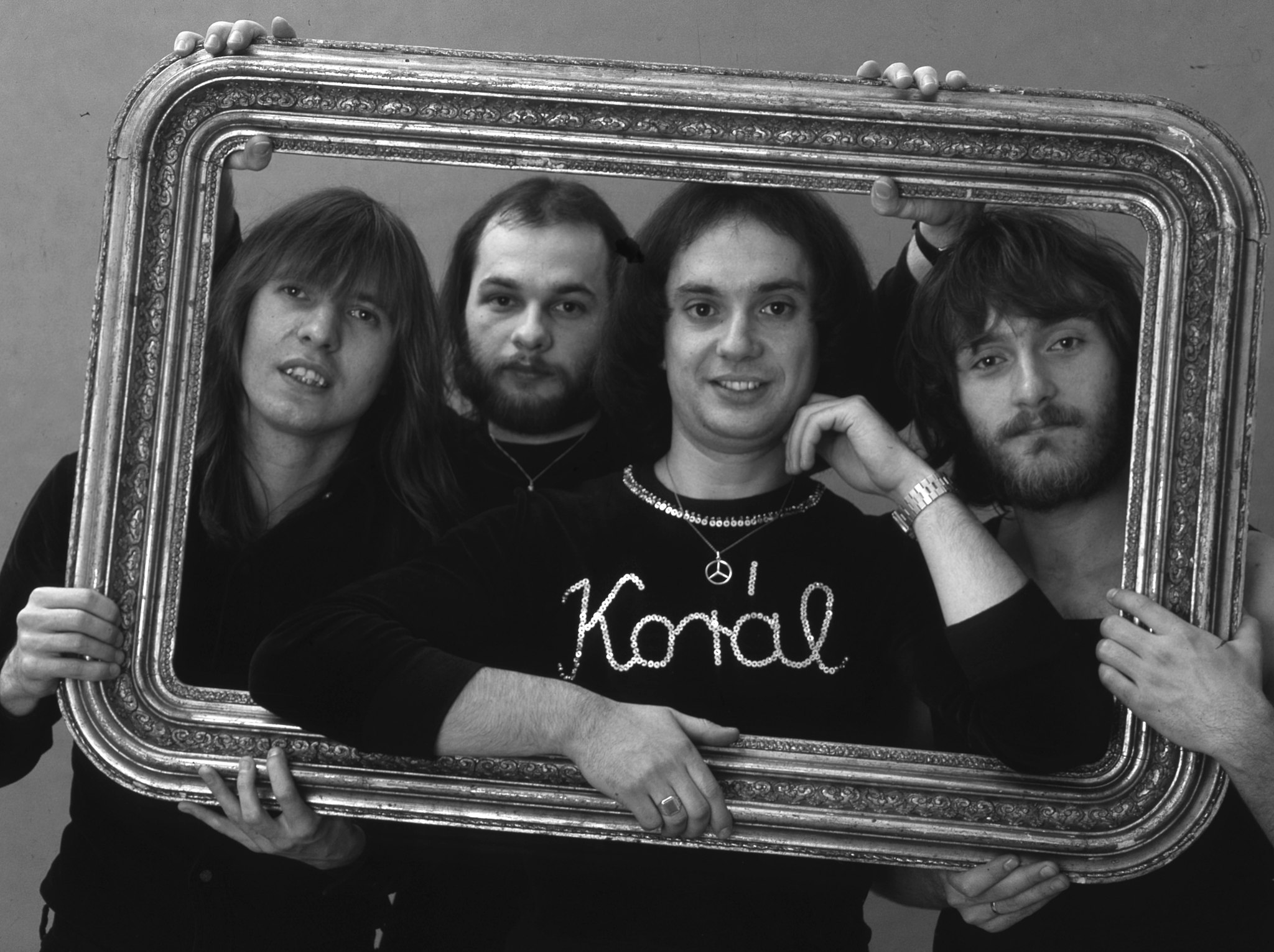 A Korál együttes, Balázs Fecó orgona-ének, Schöller Zsolt basszus, Fischer László gitár, Pados István dob, forrás: Fortepan 