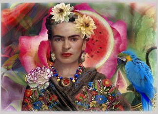 Frida Kahlo inspirálta papucs Frida-Kahlo