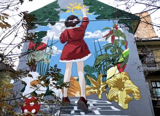 Egy iskola udvarában készült ez a csodás falfestmény tűzfalfestmény Budapesten